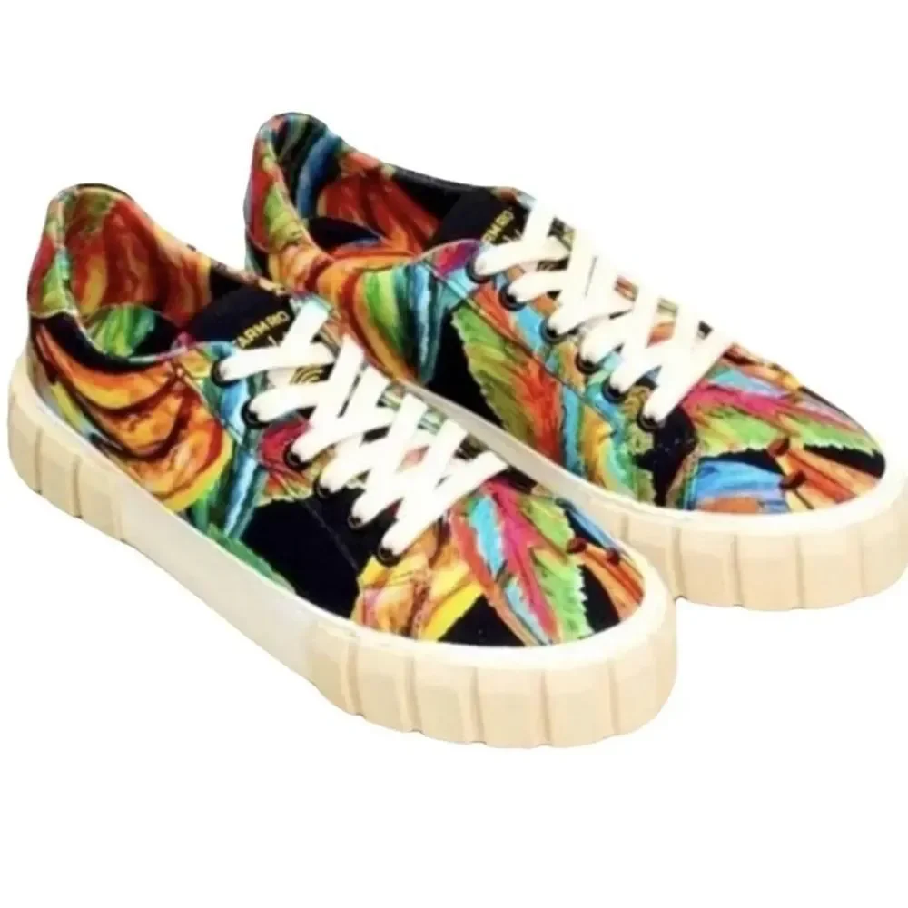 FARM RIO black banana print platform sneakers NWOT - Picture 2 of 9